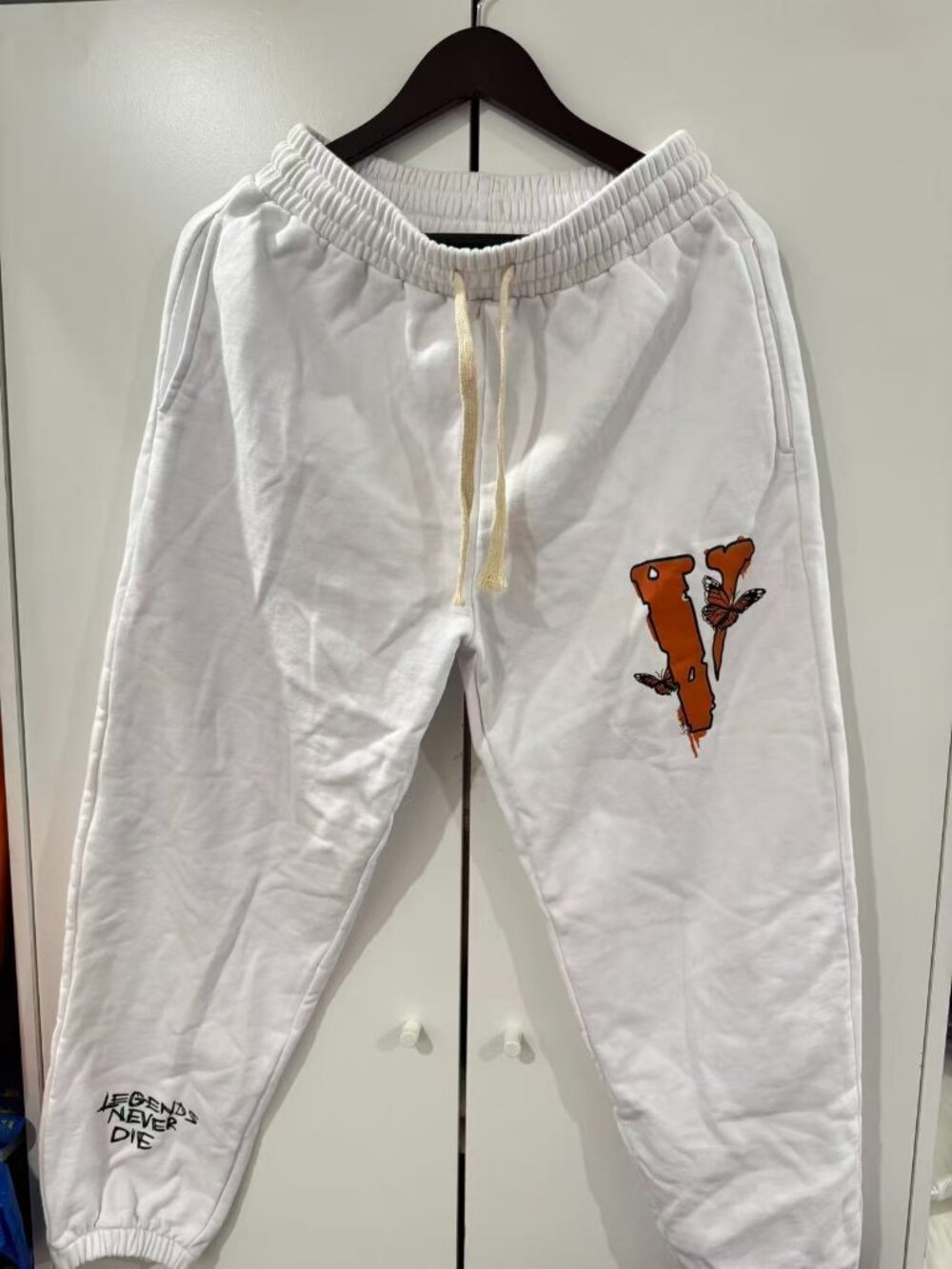 VLONE inspired white fleece jogger sweatpants